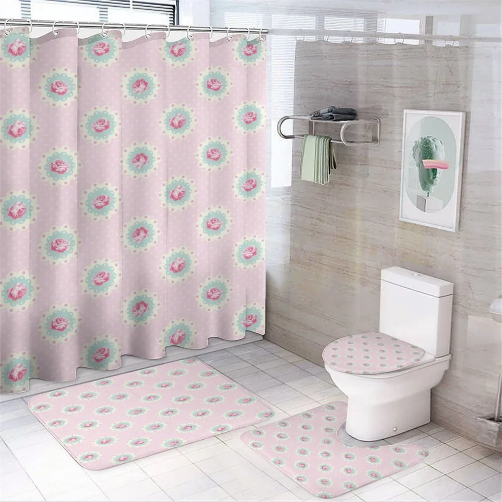 Retro Floral Cabin — 4-Piece Bathroom Set preview