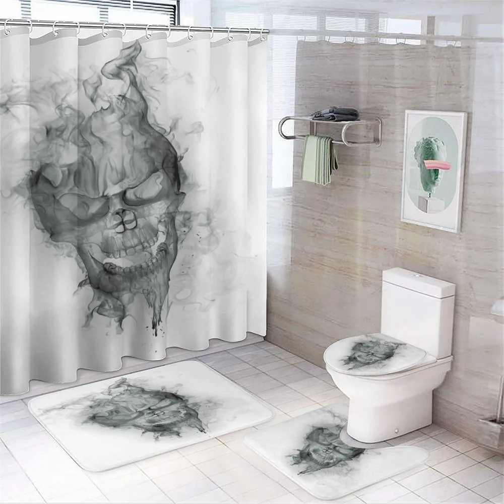 Smoky Skull Grungy Art — 4-Piece Bathroom Set preview