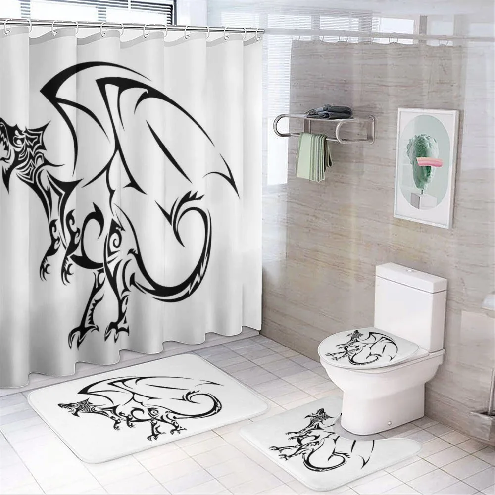 Tribal Dragon Sketch — 4-Piece Bathroom Set preview