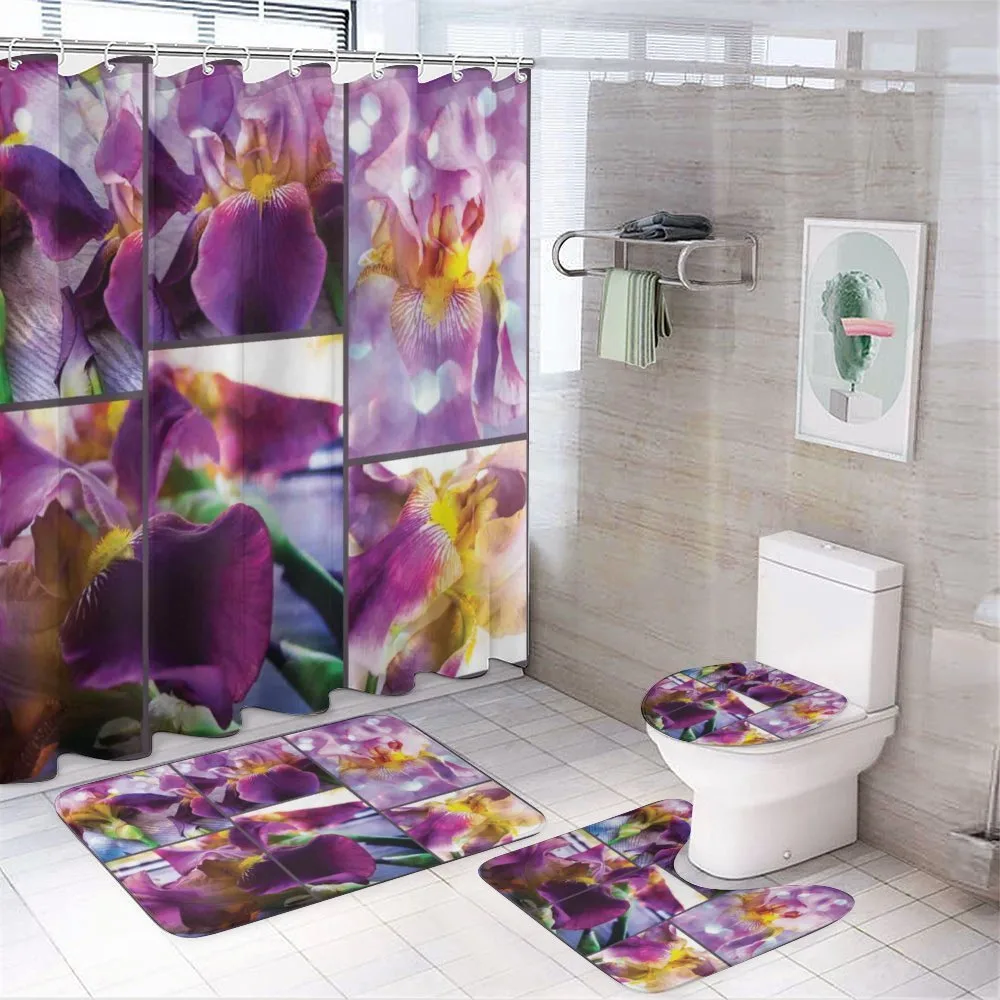 Blooming Iris Flowers — 4-Piece Bathroom Set preview