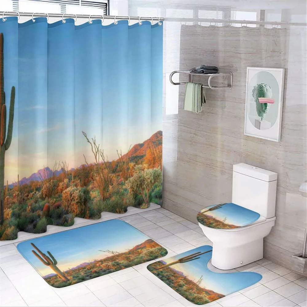 Cactus Sunset Landscape — 4-Piece Bathroom Set preview