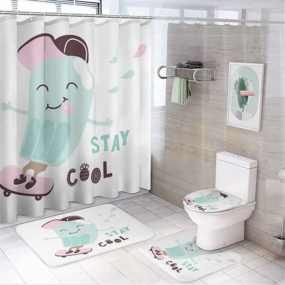 Funny Skateboard Popsicle — 4-Piece Bathroom Set preview