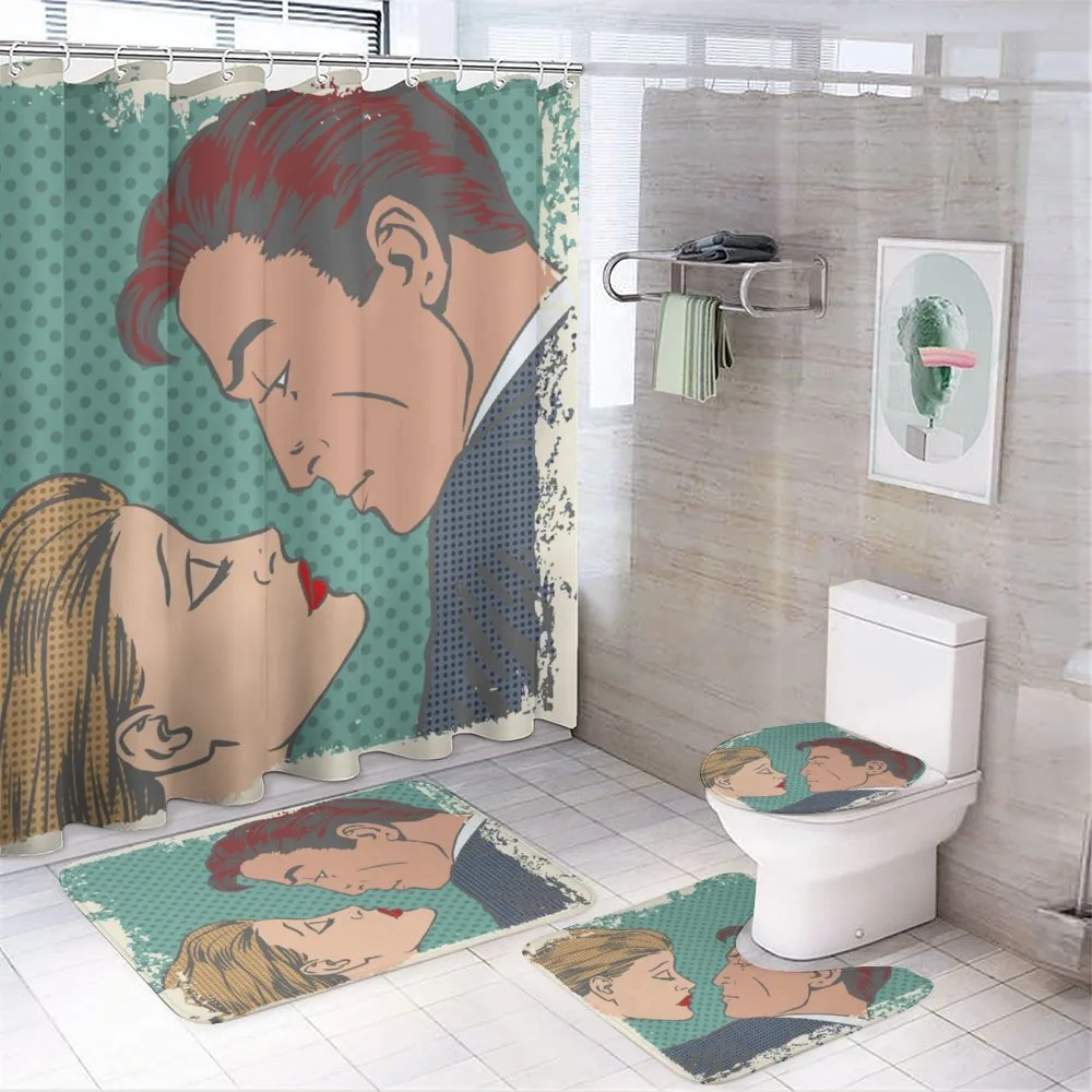 Lovers About to Kiss Art — 4-Piece Bathroom Set preview