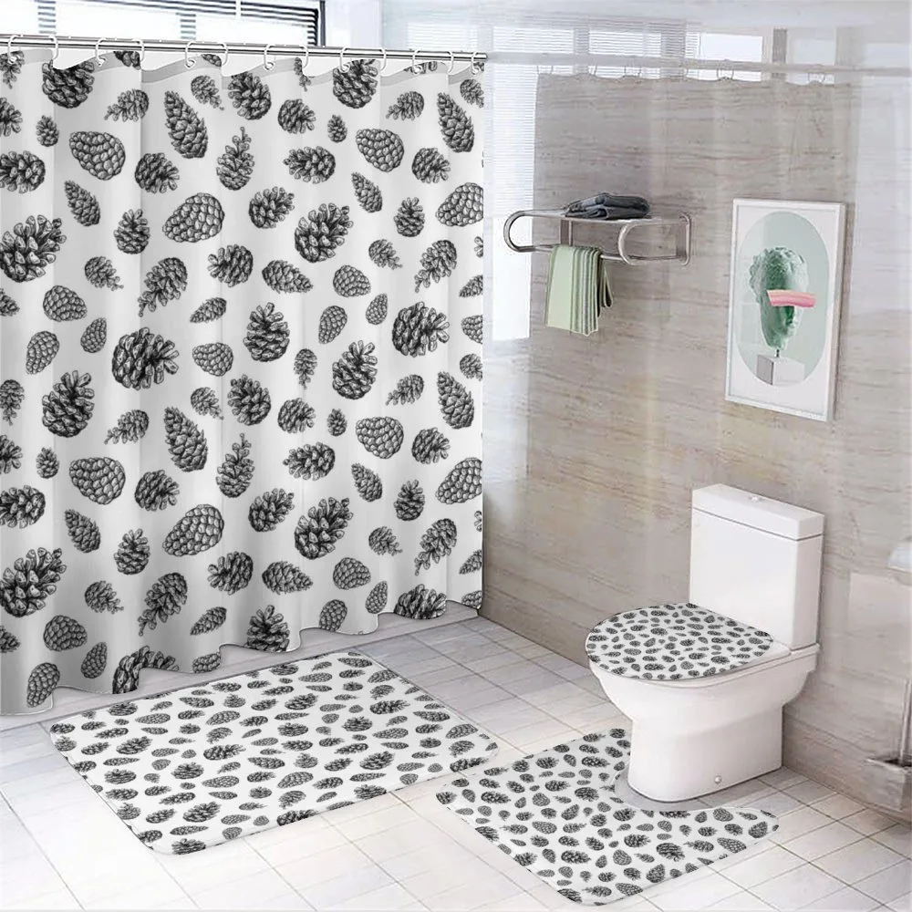 Monochrome Winter Conifer 4-Piece Bathroom Set product video