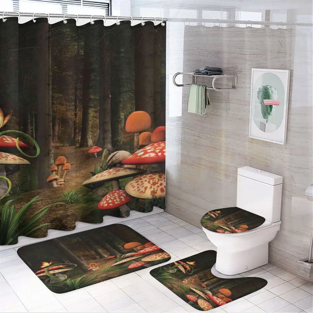 Mushrooms Dark Forest — 4-Piece Bathroom Set preview
