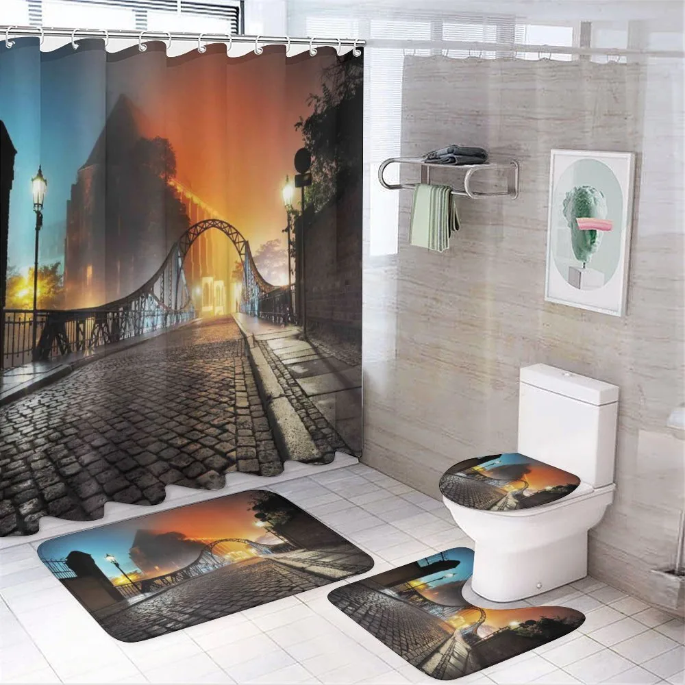 Old Town Bridge Night — 4-Piece Bathroom Set preview
