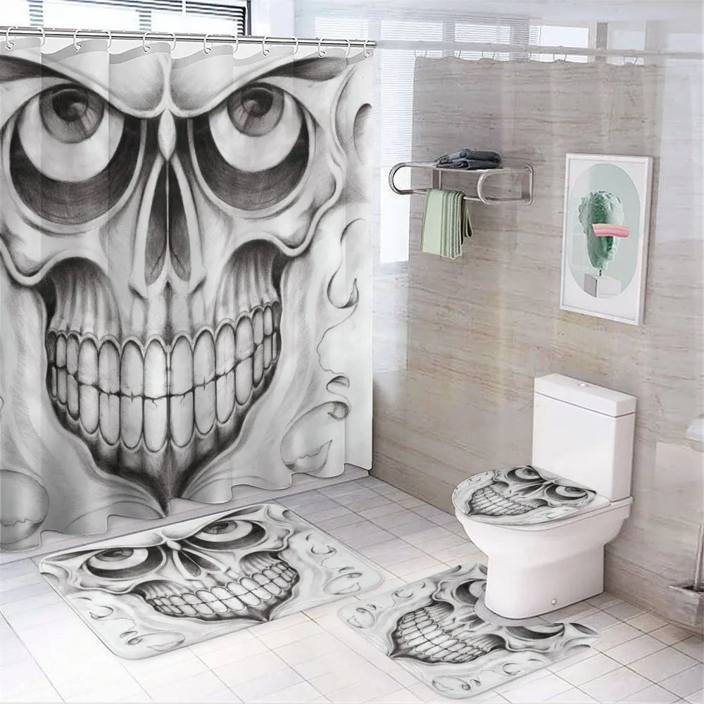 Skull Face Angry — 4-Piece Bathroom Set preview