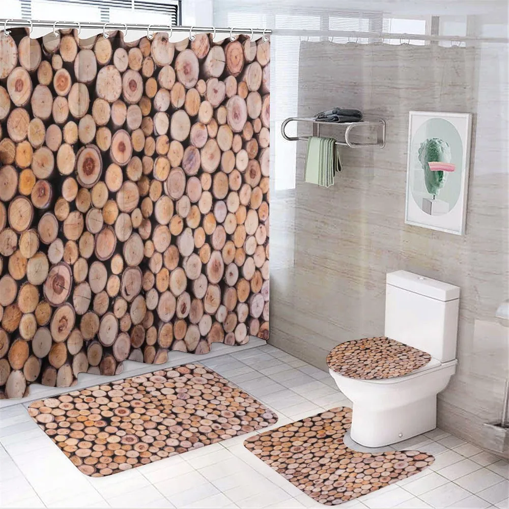 Wooden Lumber Tree Logs — 4-Piece Bathroom Set preview