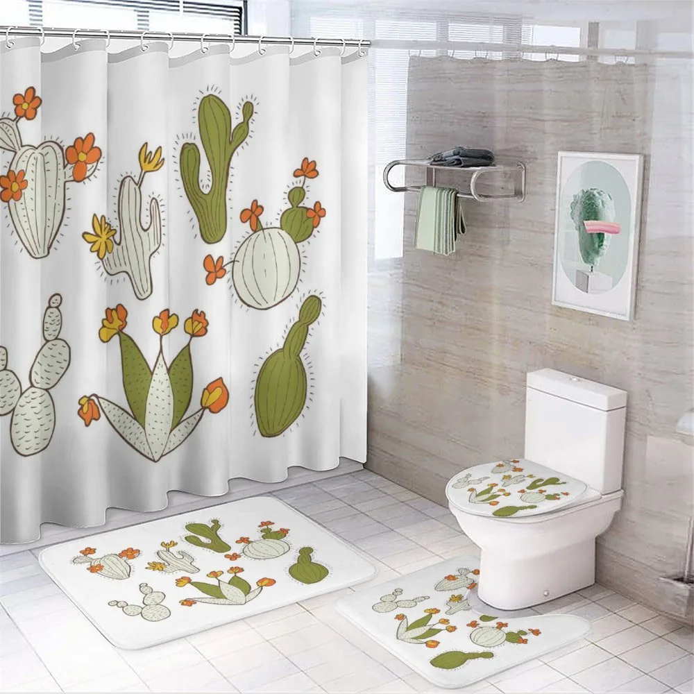 Doodle Cacti Flora — 4-Piece Bathroom Set preview