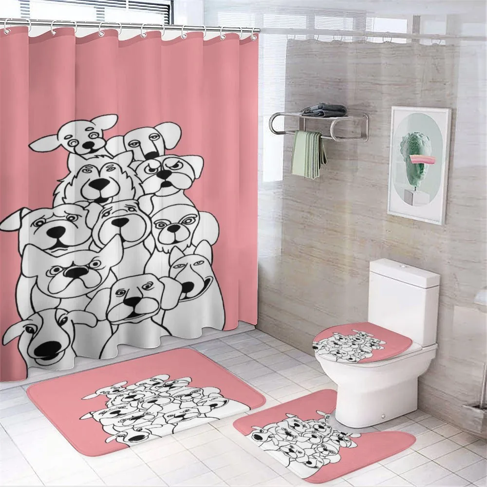 Hand Drawn Doodle Group Animal — 4-Piece Bathroom Set preview