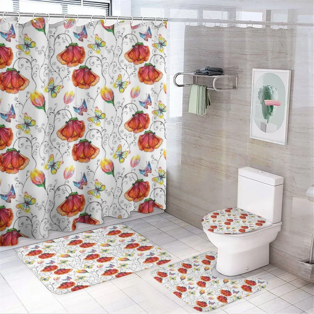 Natural Scene Butterfly 4-Piece Bathroom Set product video