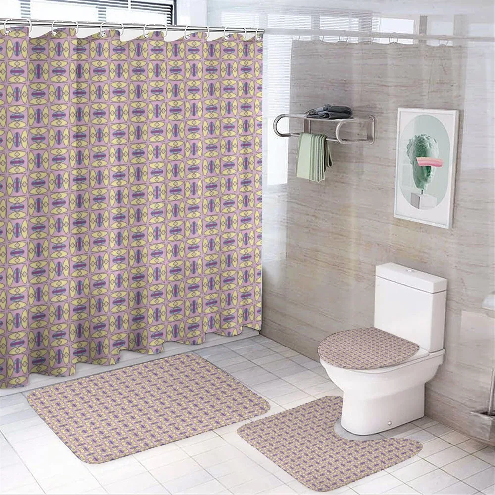 Retro Colorful Funky Tiles — 4-Piece Bathroom Set preview