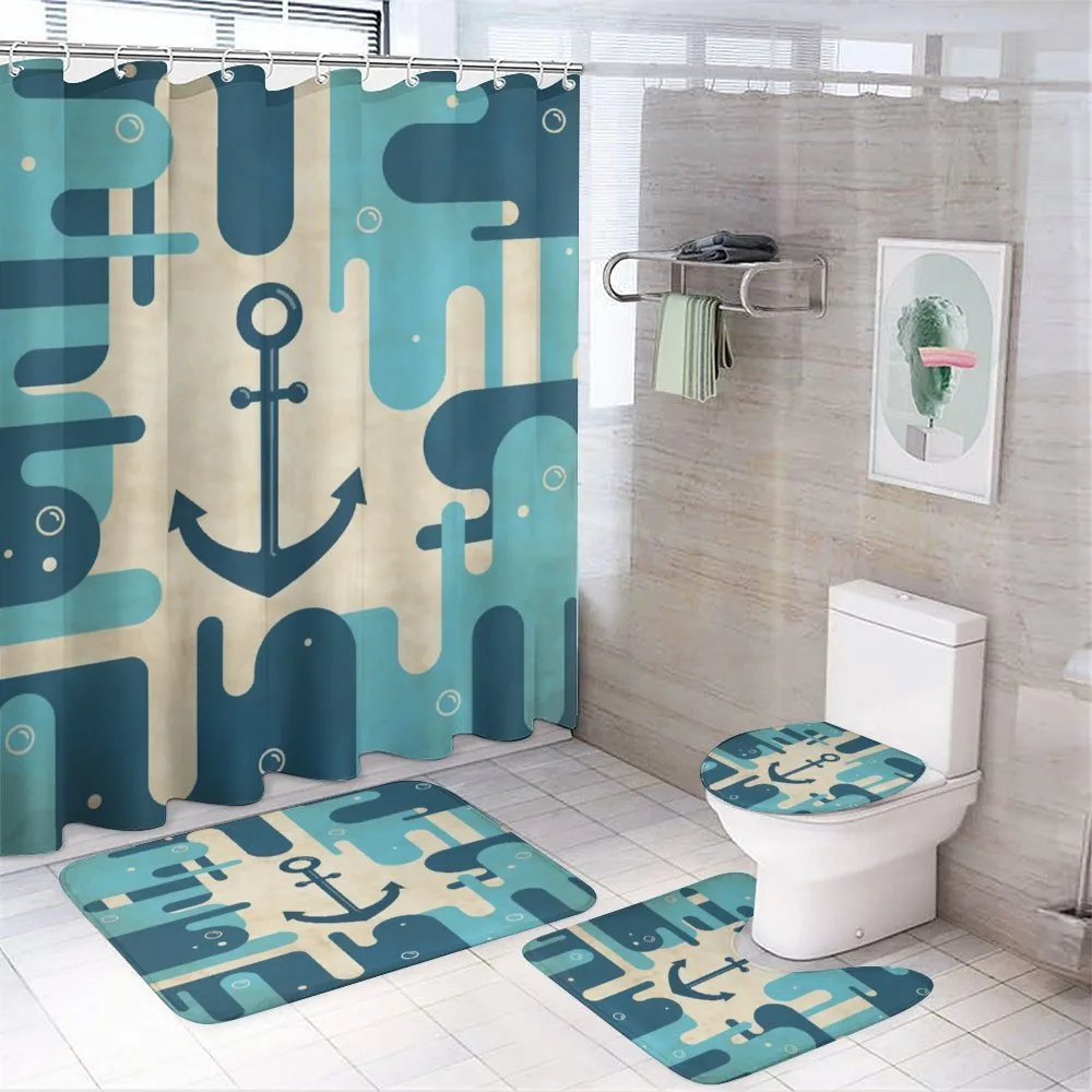 Sea Abstract Design — 4-Piece Bathroom Set preview