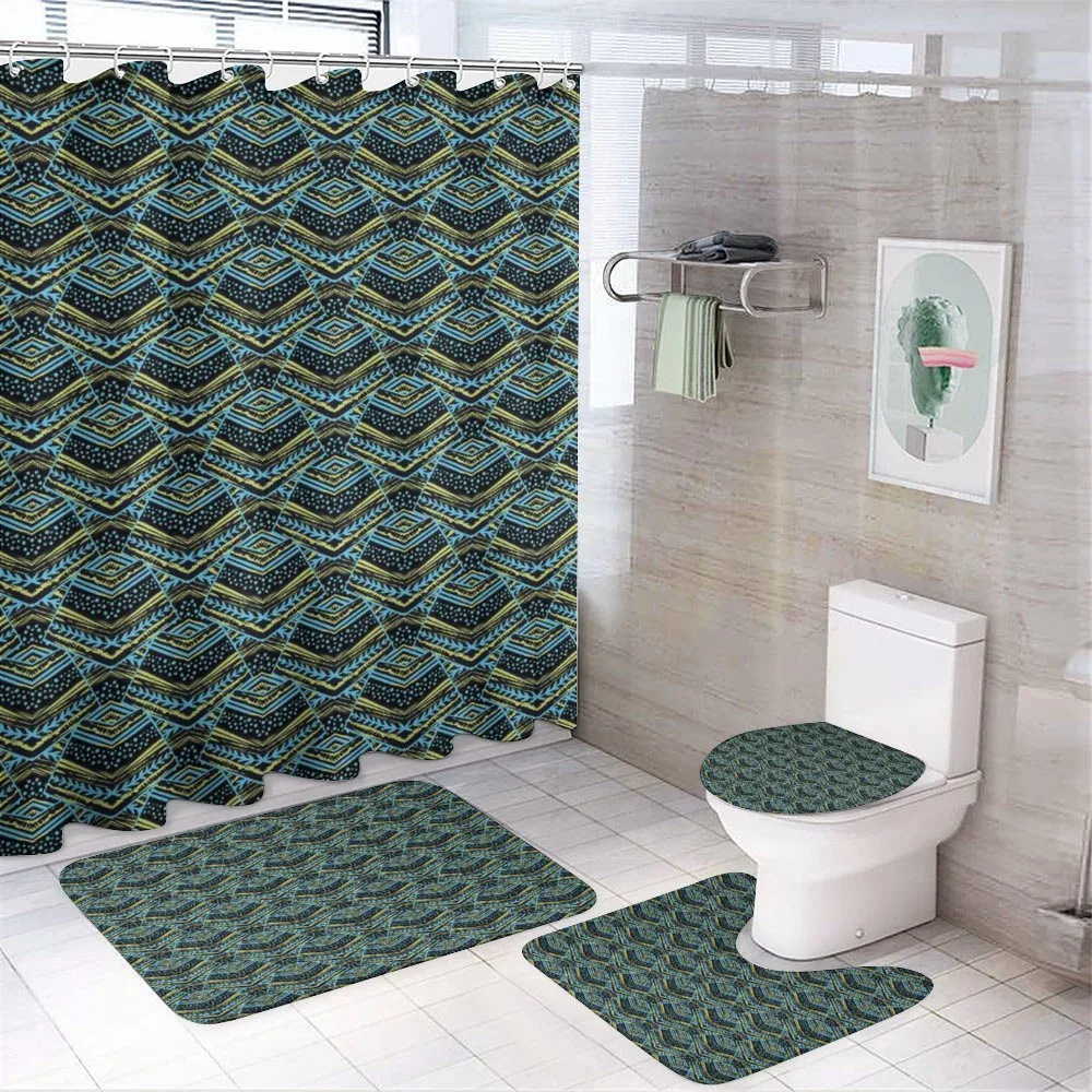 Striped Floral Geometric Art — 4-Piece Bathroom Set preview