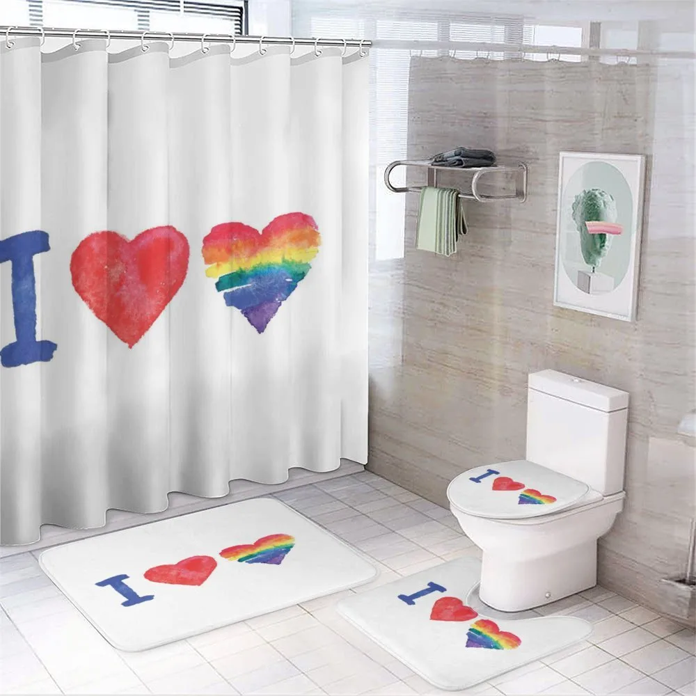 Watercolor I Love LGBT Homo — 4-Piece Bathroom Set preview
