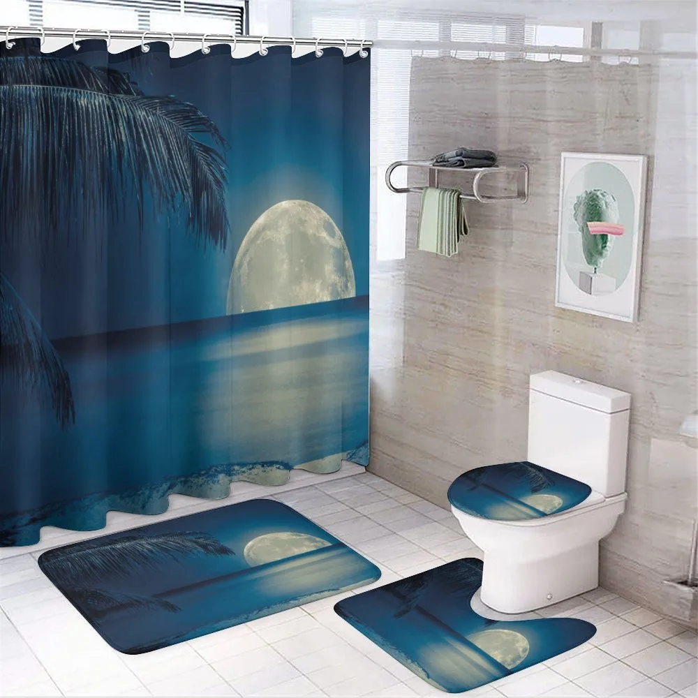 Blue Tropical Beach Image — 4-Piece Bathroom Set preview
