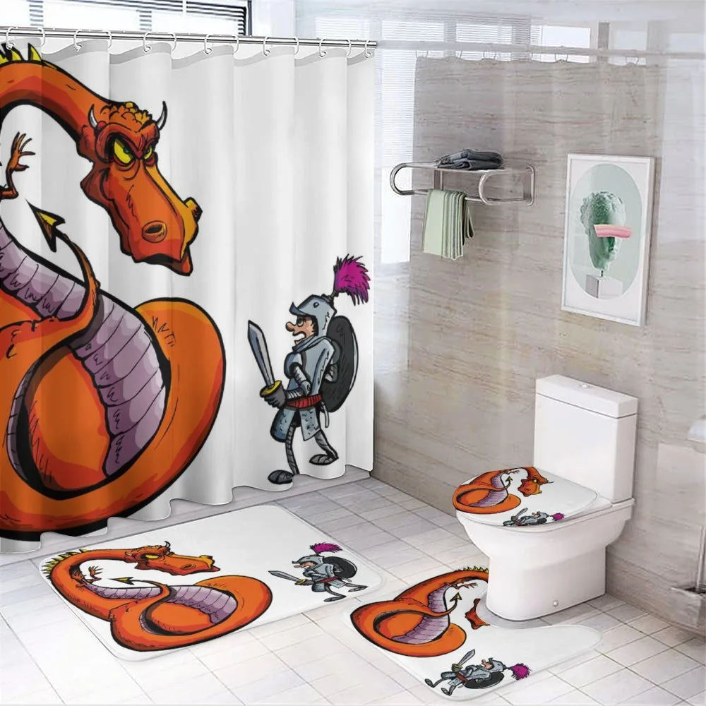 Cartoon Knight Sketch — 4-Piece Bathroom Set preview
