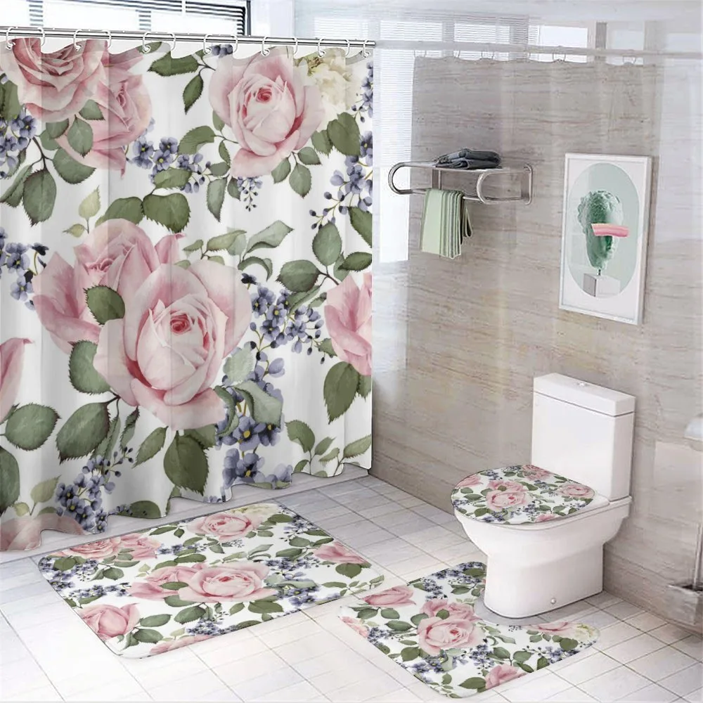 Flourishing Pink Flora — 4-Piece Bathroom Set preview