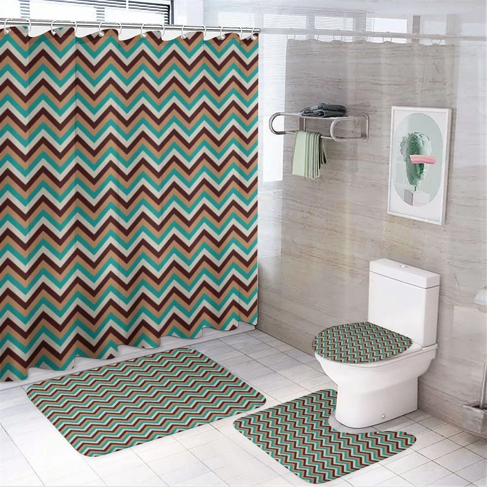 Retro Color Zigzag Line — 4-Piece Bathroom Set preview