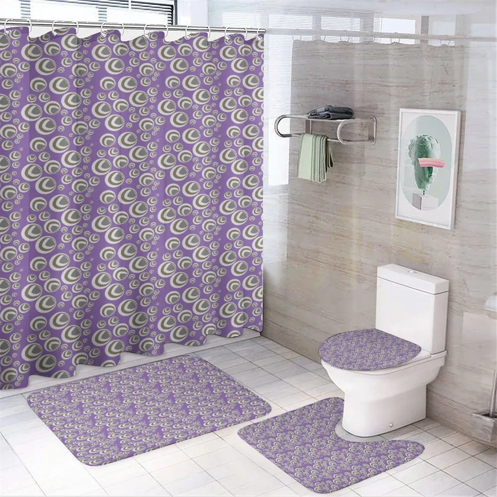 Retro Geometric Circles — 4-Piece Bathroom Set preview