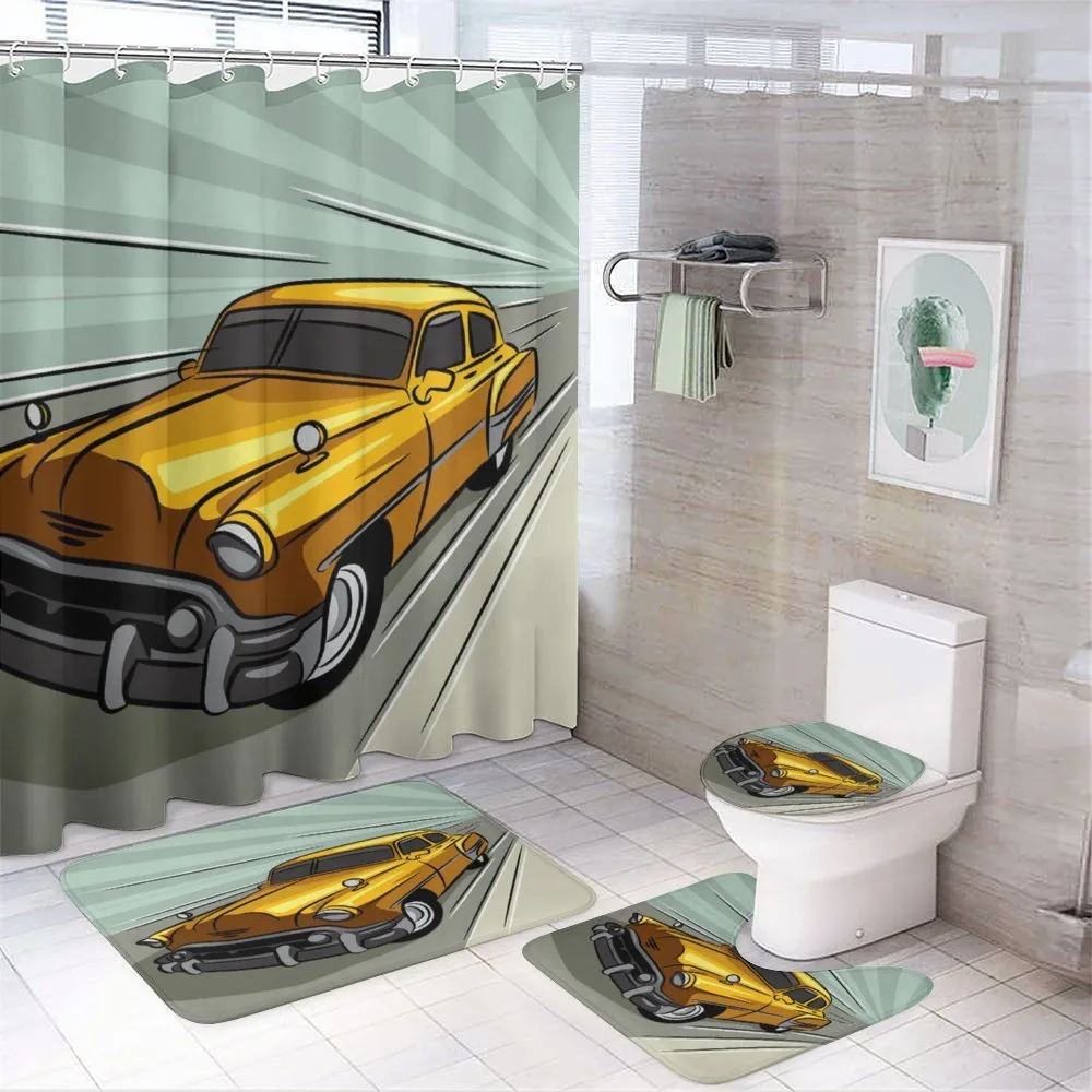 Yellow Vehicle Speeding — 4-Piece Bathroom Set preview