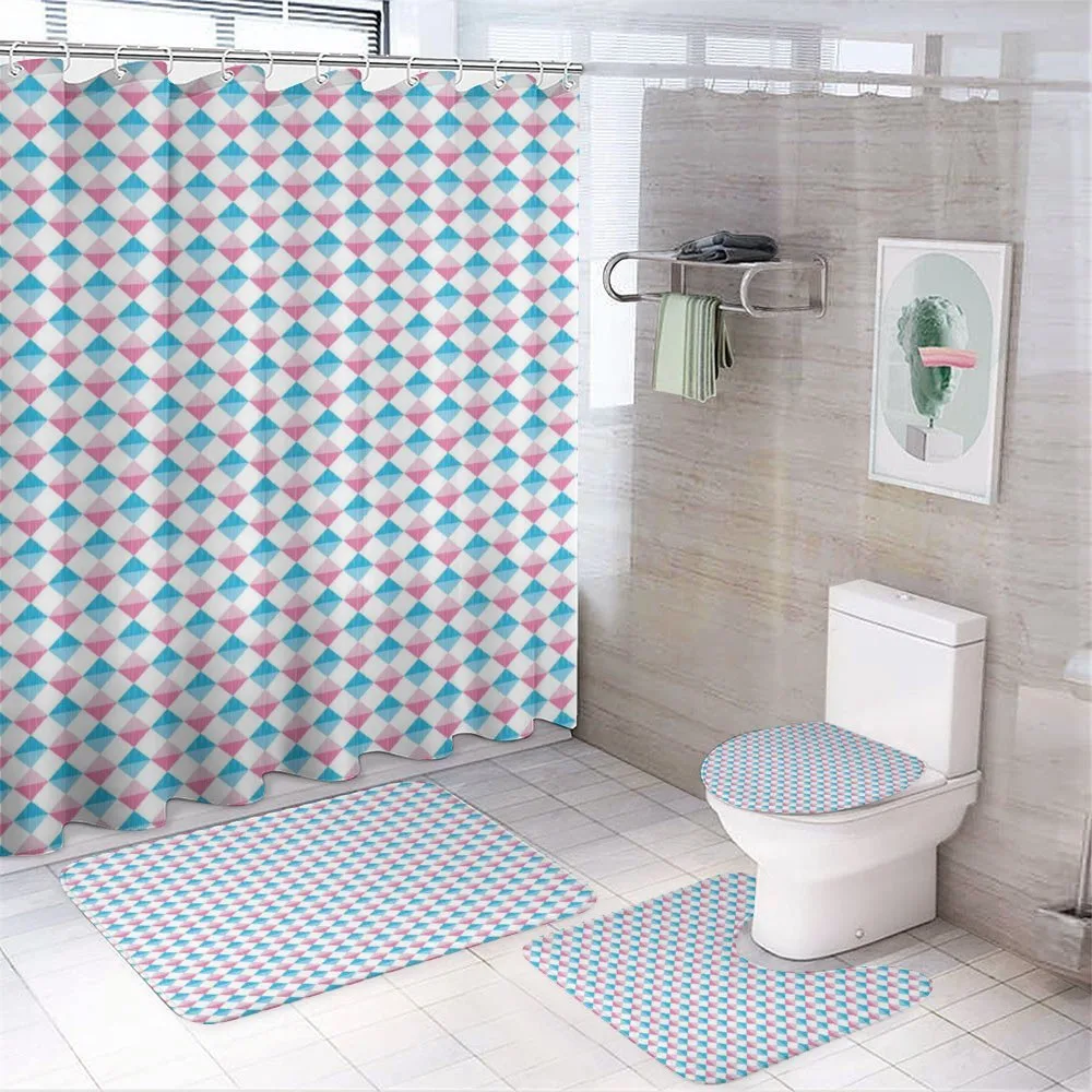 Diagonal Checkered Square — 4-Piece Bathroom Set preview