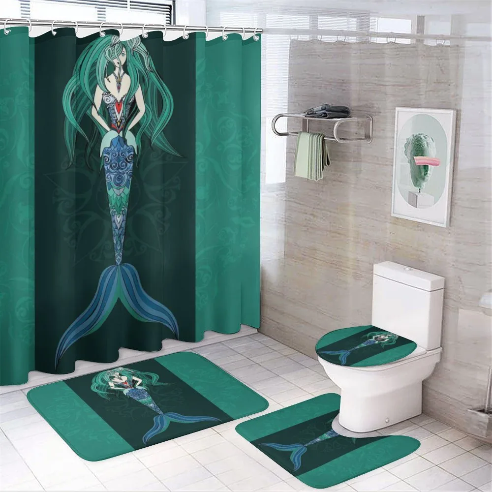 Hand Drawn Mermaid — 4-Piece Bathroom Set preview