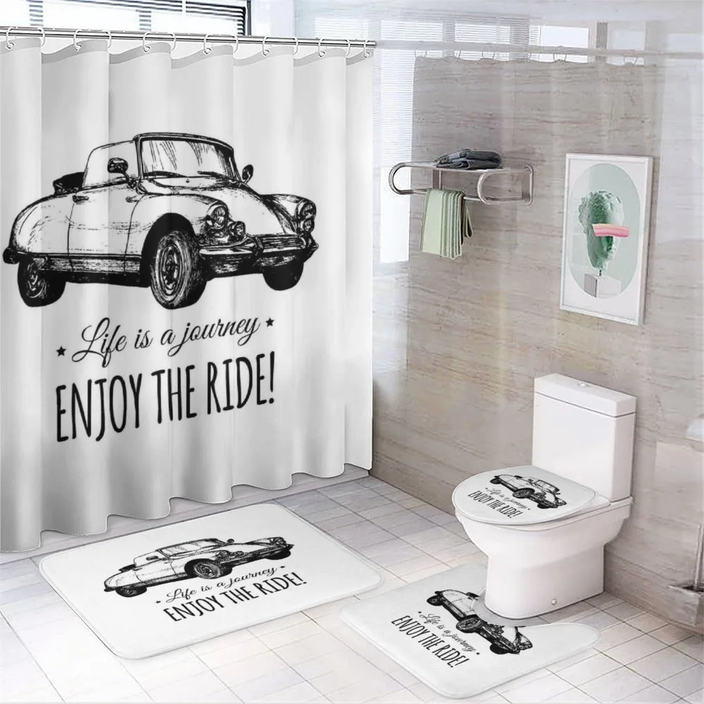 Hand Sketched Car 4-Piece Bathroom Set product video