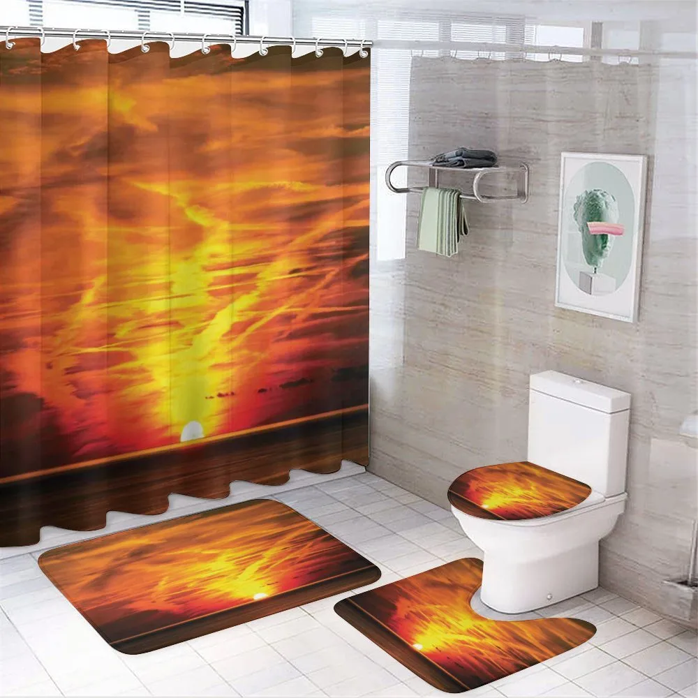 Sunset over Horizon Sea — 4-Piece Bathroom Set preview