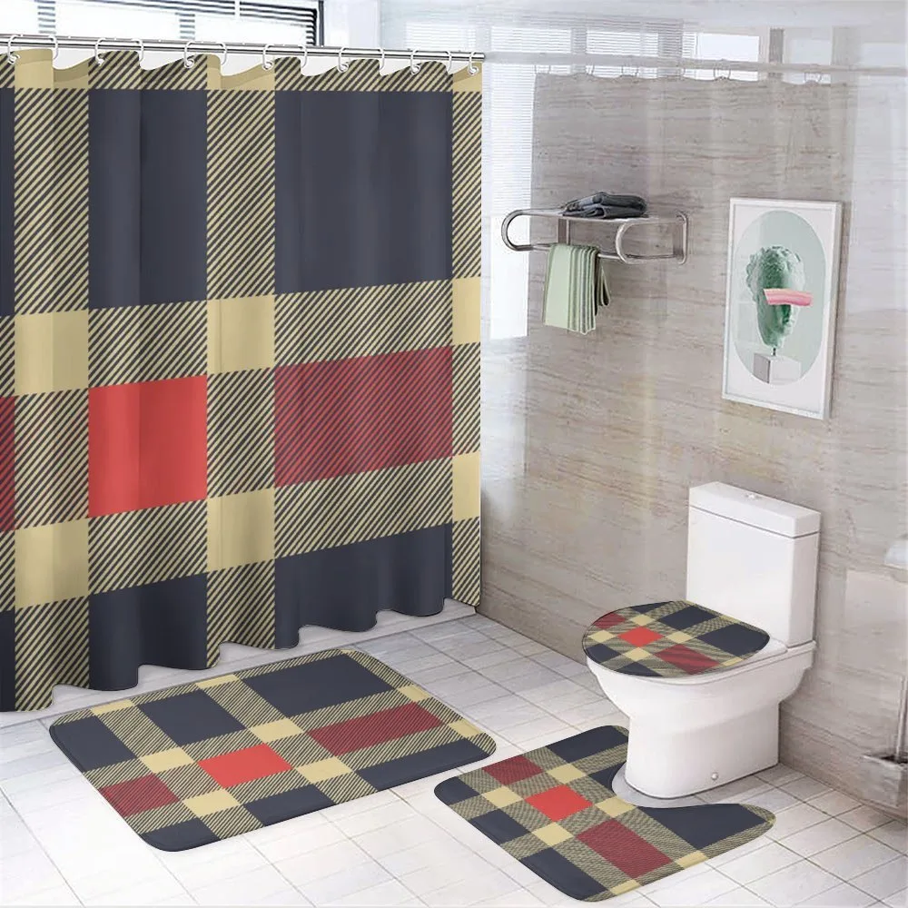 Vintage Plaid Lines — 4-Piece Bathroom Set preview