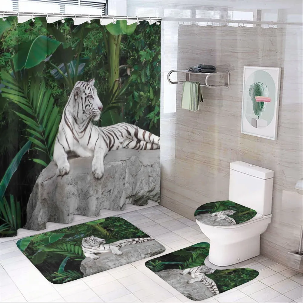 White Tiger in Jungle — 4-Piece Bathroom Set preview