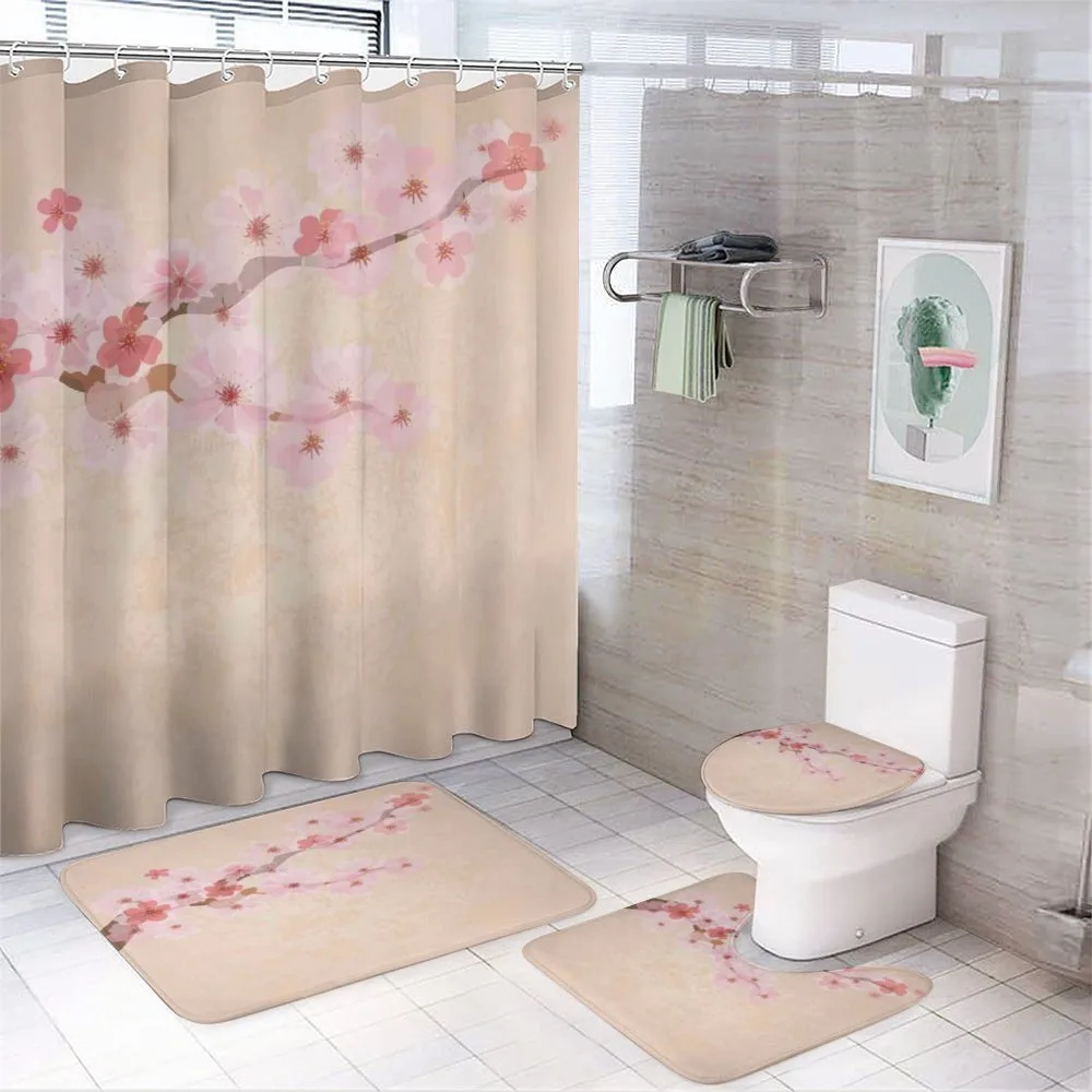 Pink Cherry Blossoms — 4-Piece Bathroom Set preview