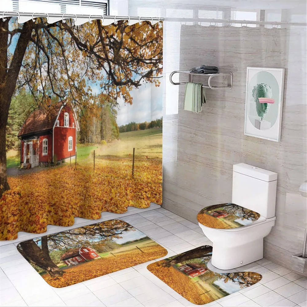 Red Swedish Country House — 4-Piece Bathroom Set preview