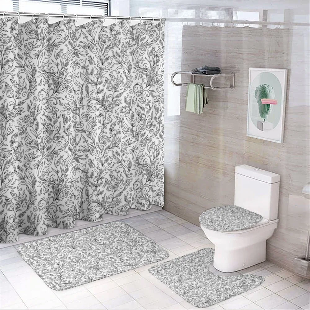 Sketch Flower Swirl — 4-Piece Bathroom Set preview