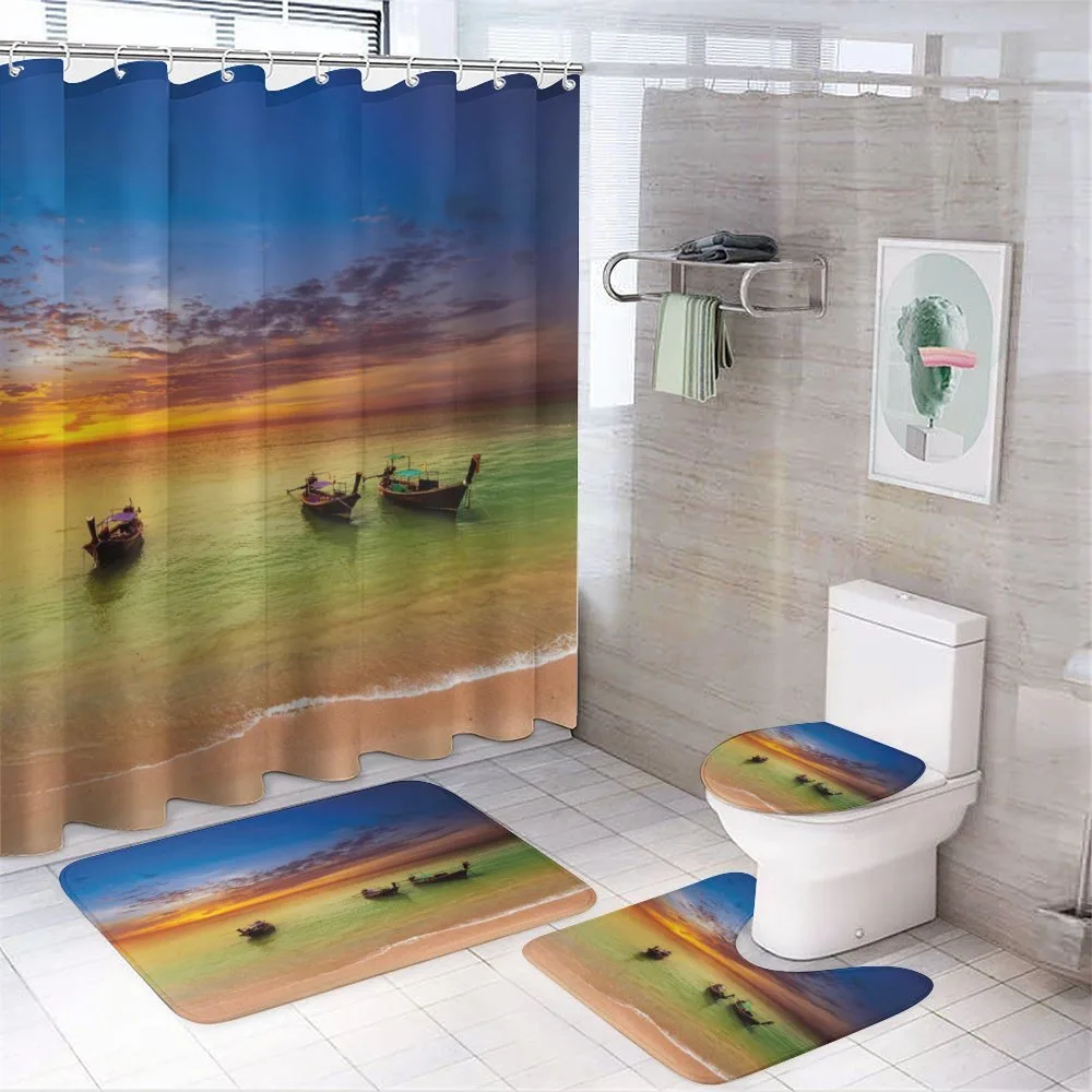 Thailand Boat in Ocean — 4-Piece Bathroom Set preview