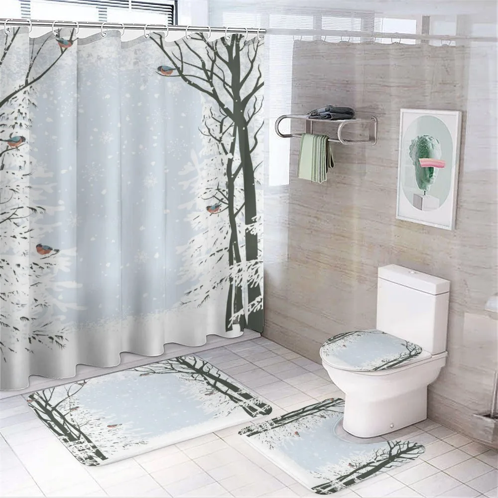 Trees Bullfinch Birds — 4-Piece Bathroom Set preview