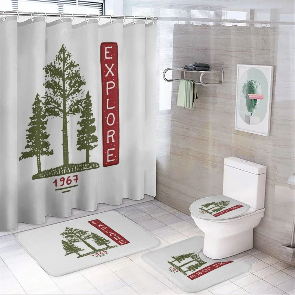 Coniferous Tree Sketch — 4-Piece Bathroom Set preview