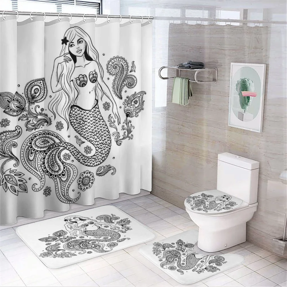Mermaid in Ocean 4-Piece Bathroom Set product video