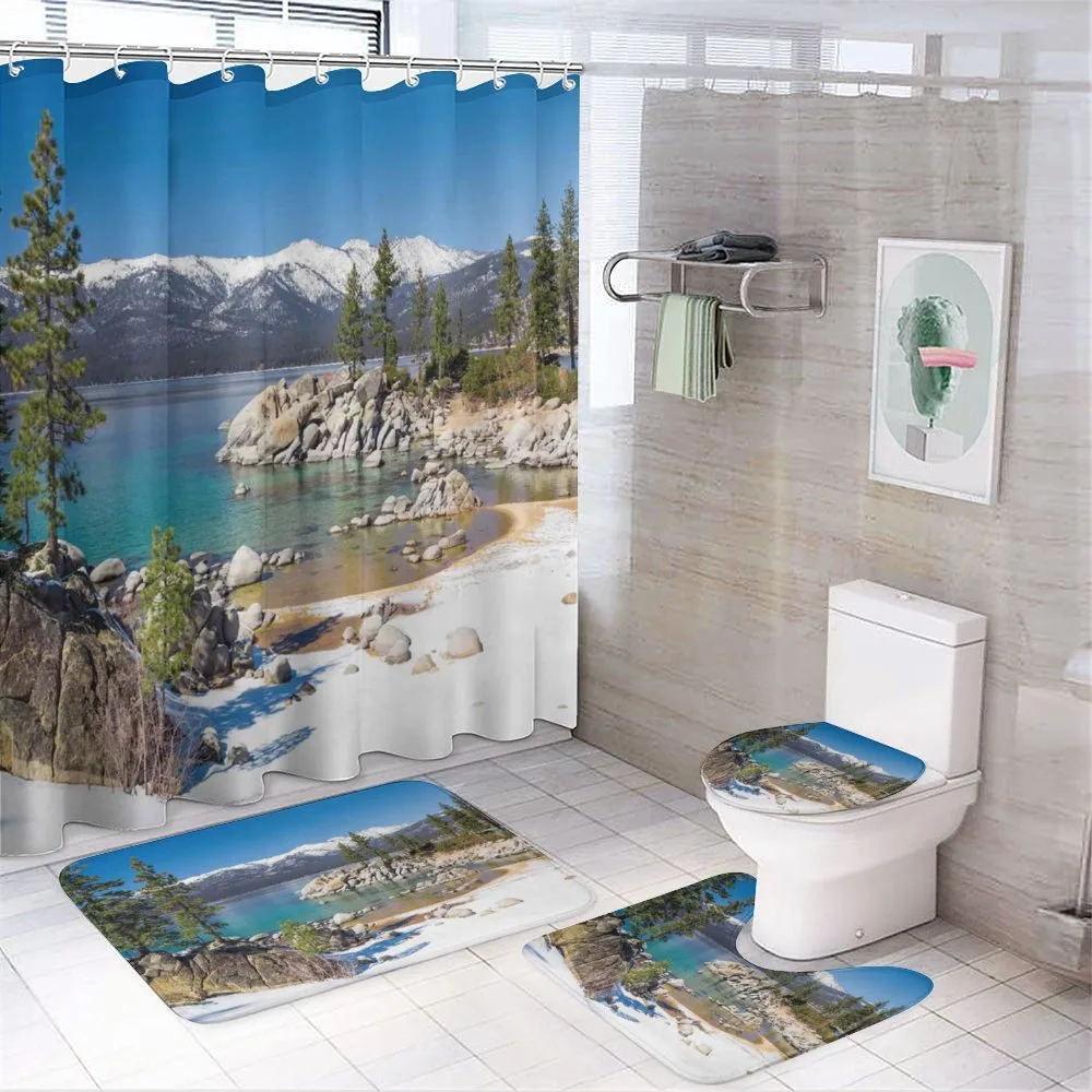 Snowy Mountains Lake — 4-Piece Bathroom Set preview