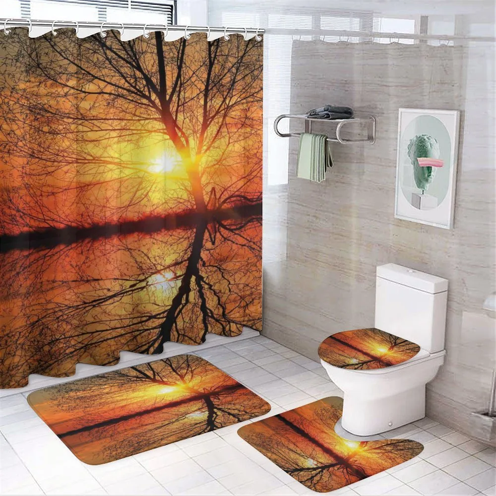 Sunset View with Trees — 4-Piece Bathroom Set preview