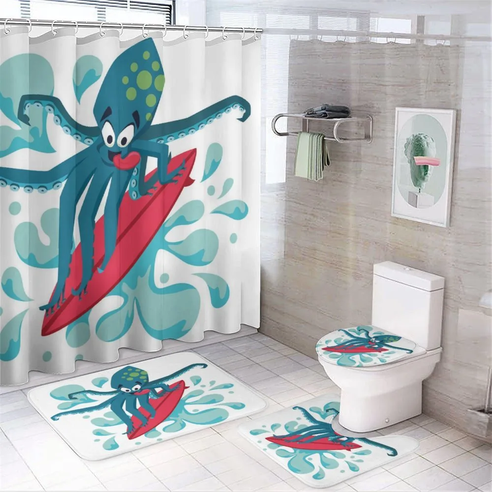 Surfer Octopus — 4-Piece Bathroom Set preview
