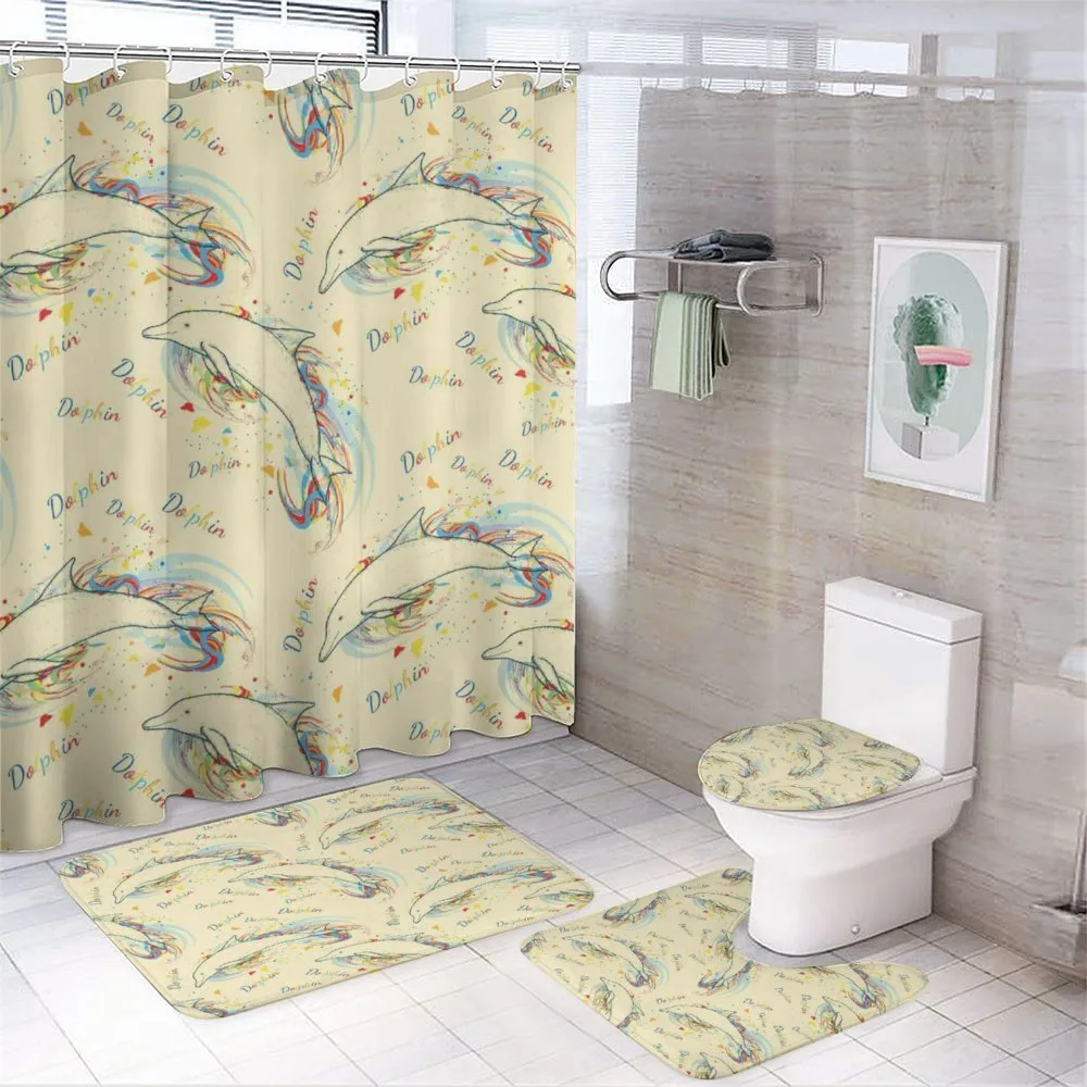 Swimming Dolphins 4-Piece Bathroom Set product video