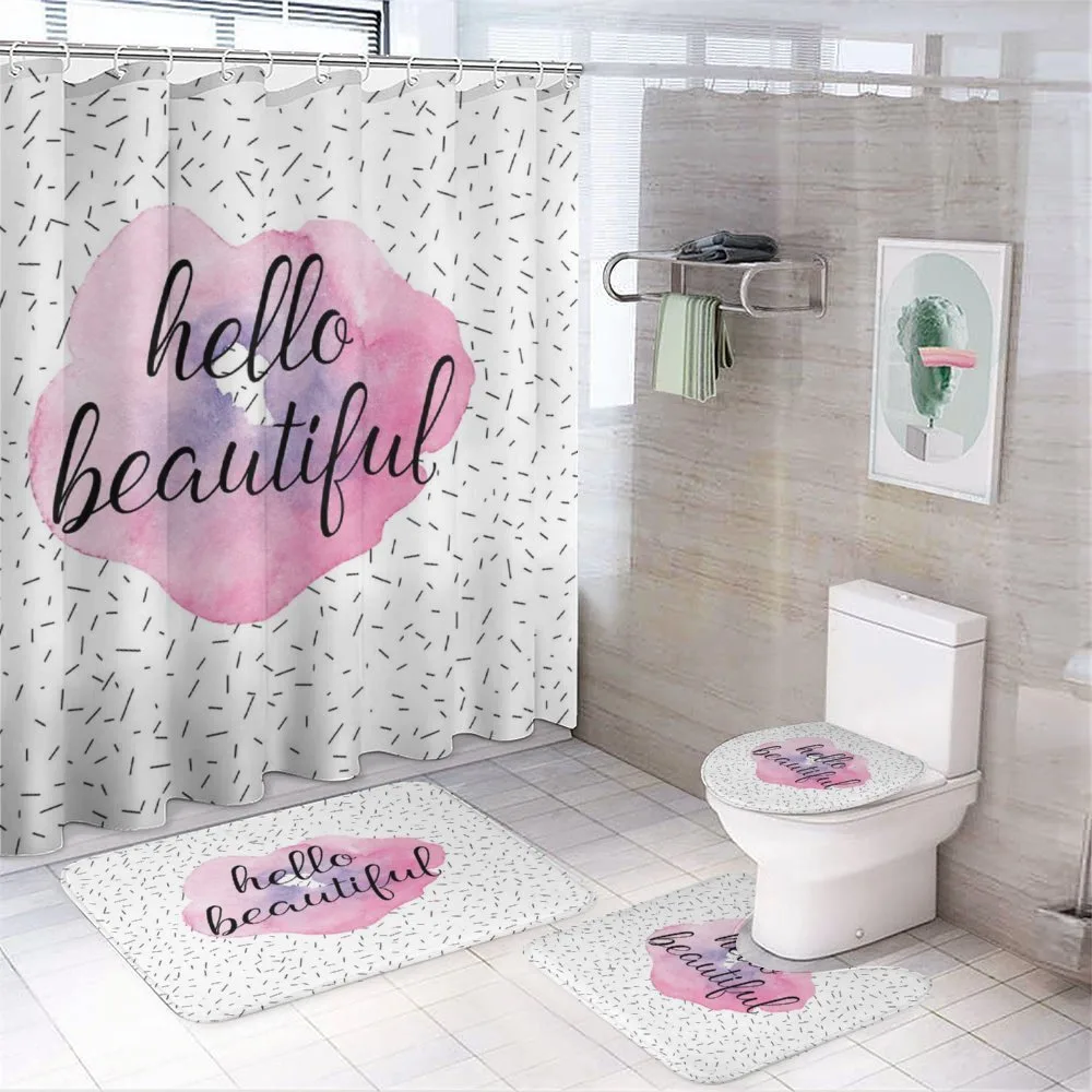 Watercolor Style Flower — 4-Piece Bathroom Set preview