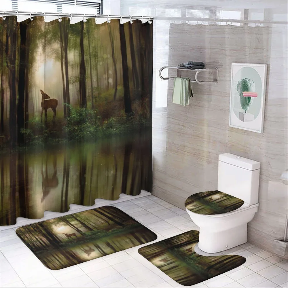 Baby Deer Foggy Lake — 4-Piece Bathroom Set preview