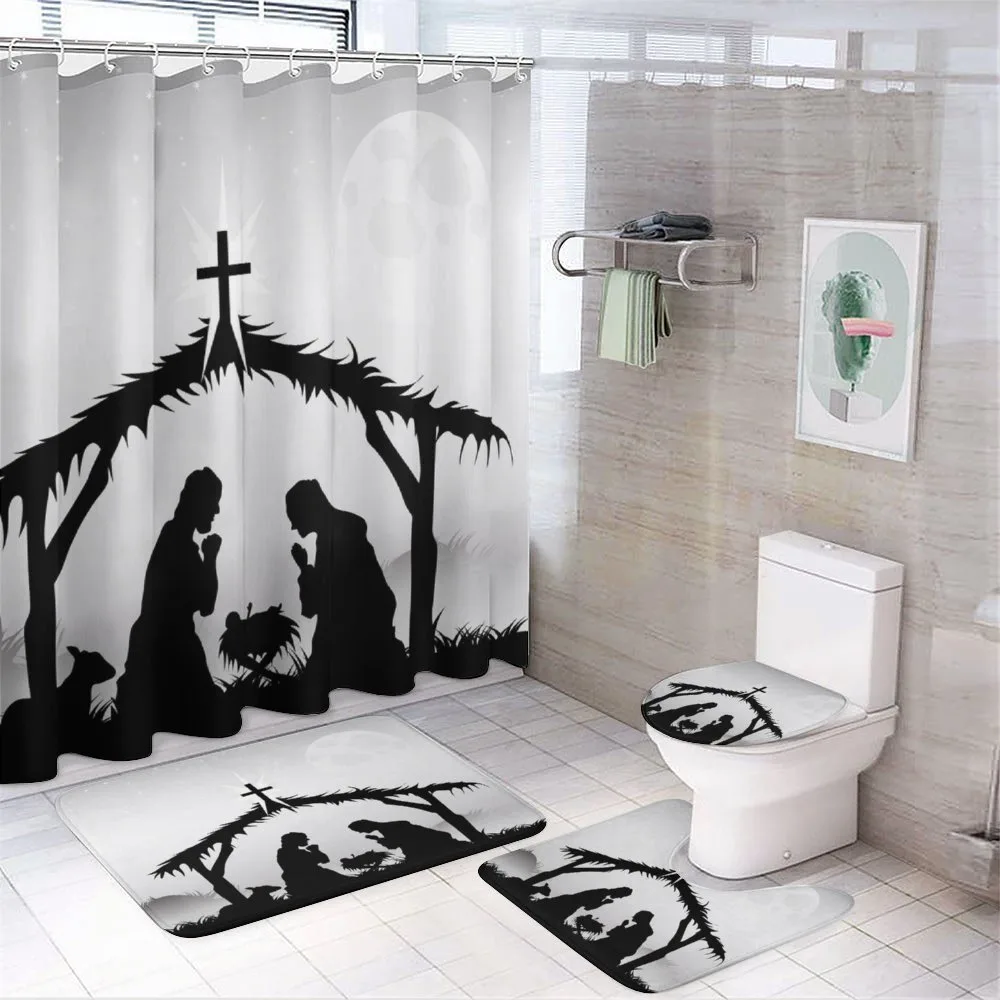 Black Silhouette Barn Sheep — 4-Piece Bathroom Set preview