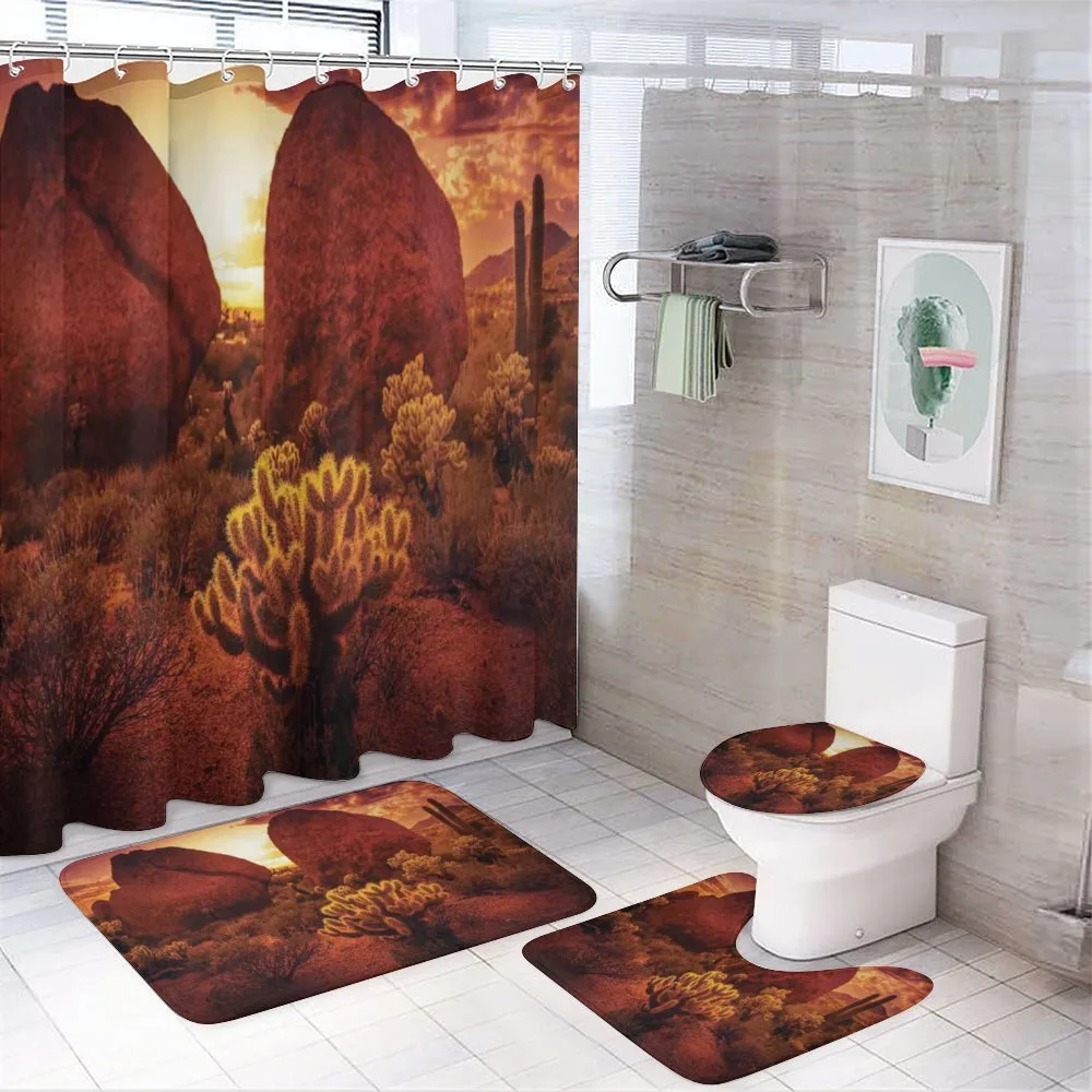 Cactus Rocks Desert Scenery — 4-Piece Bathroom Set preview
