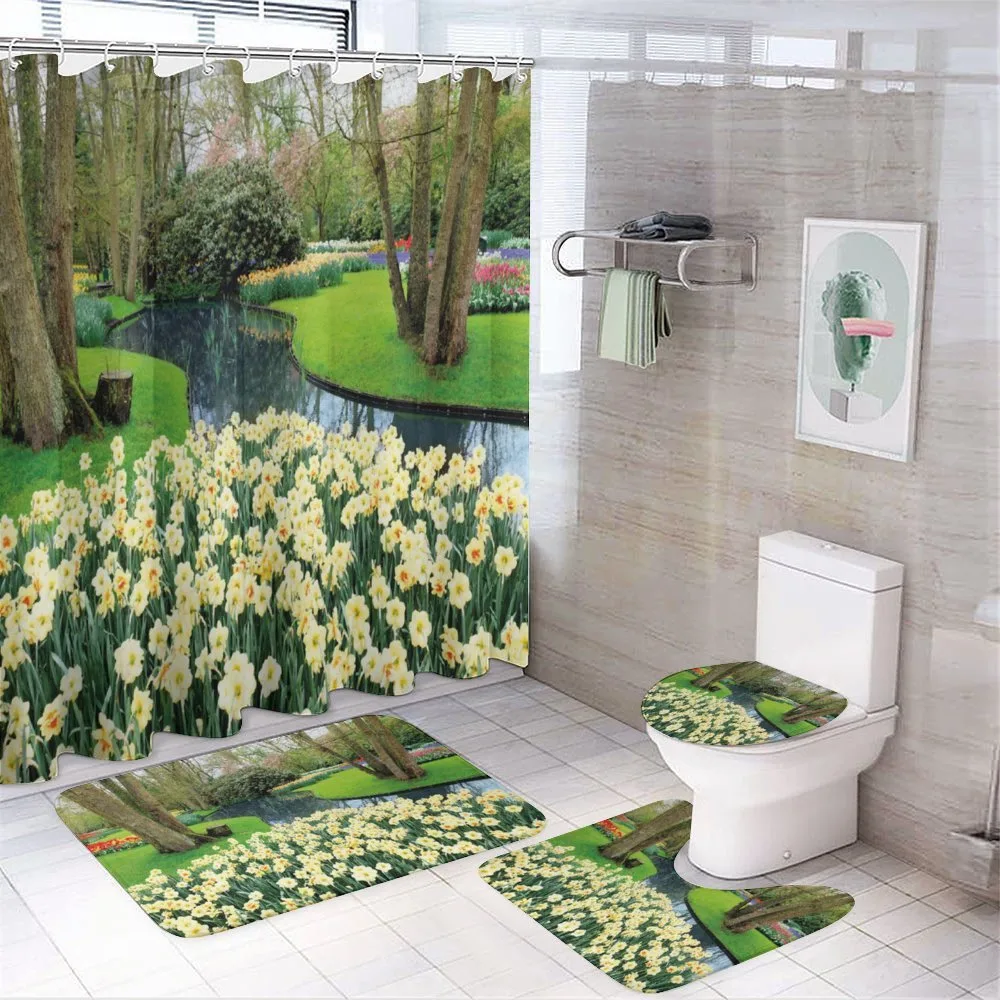 Flower Garden Grass Park — 4-Piece Bathroom Set preview