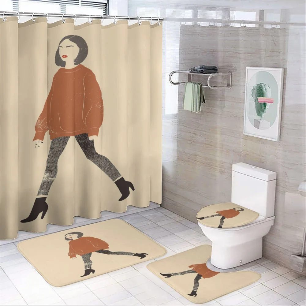 Girl in Fashionable Clothes — 4-Piece Bathroom Set preview