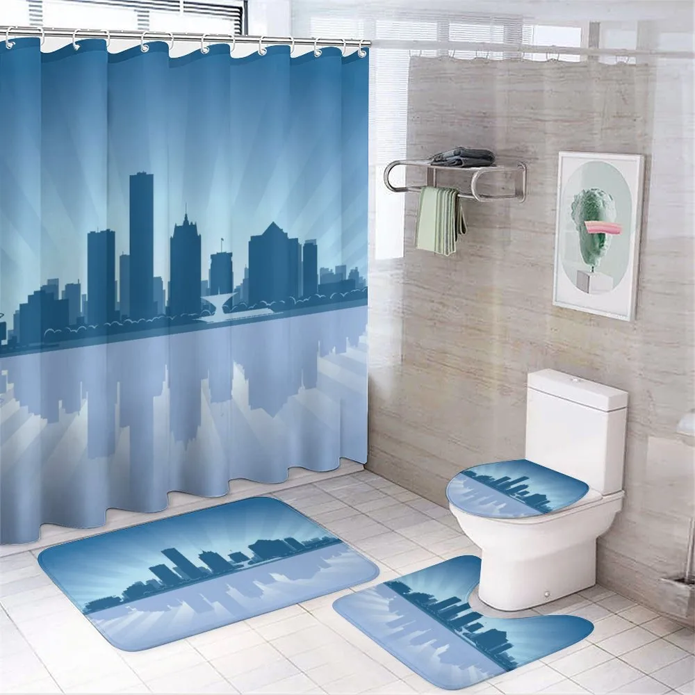 Retro Milwaukee Skyline — 4-Piece Bathroom Set preview