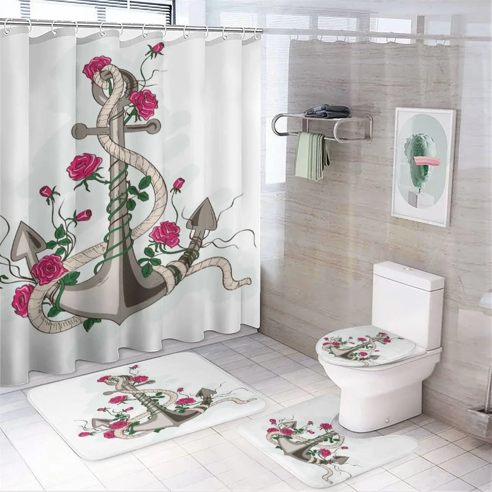 Sea Anchor with Roses — 4-Piece Bathroom Set preview
